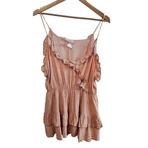 Sugarfox Babydoll Blouse Womens 1X Pink Polka Dot Tiered Ruffles Fairy Boho Glam